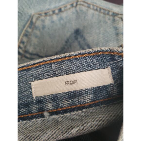 Nili Lotan Franki Patch Jeans Cropped Straight Leg Step Hem Sz 25 (V6 - Picture 5 of 9